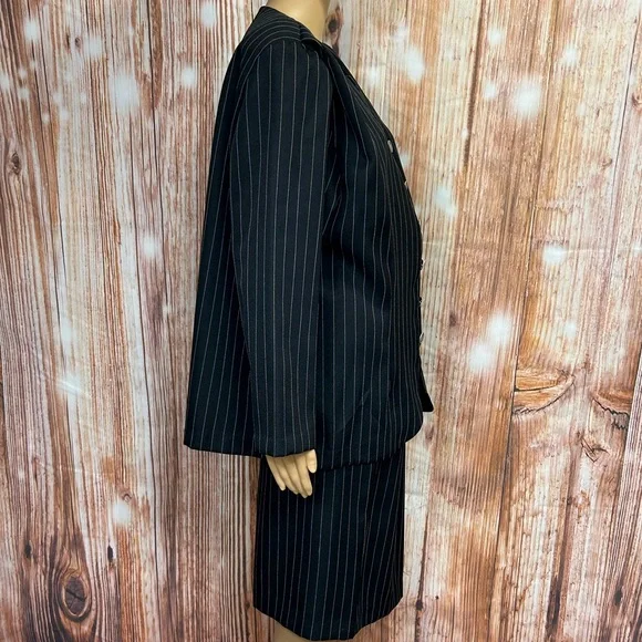 Vintage Positive Attitude Pinstriped Plus Size‎ Polyester Skirt Suit - Picture 8 of 12